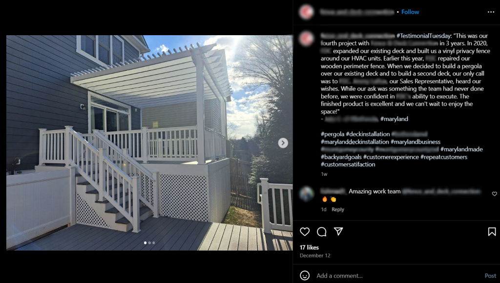 Visually appealing photos of deck projects