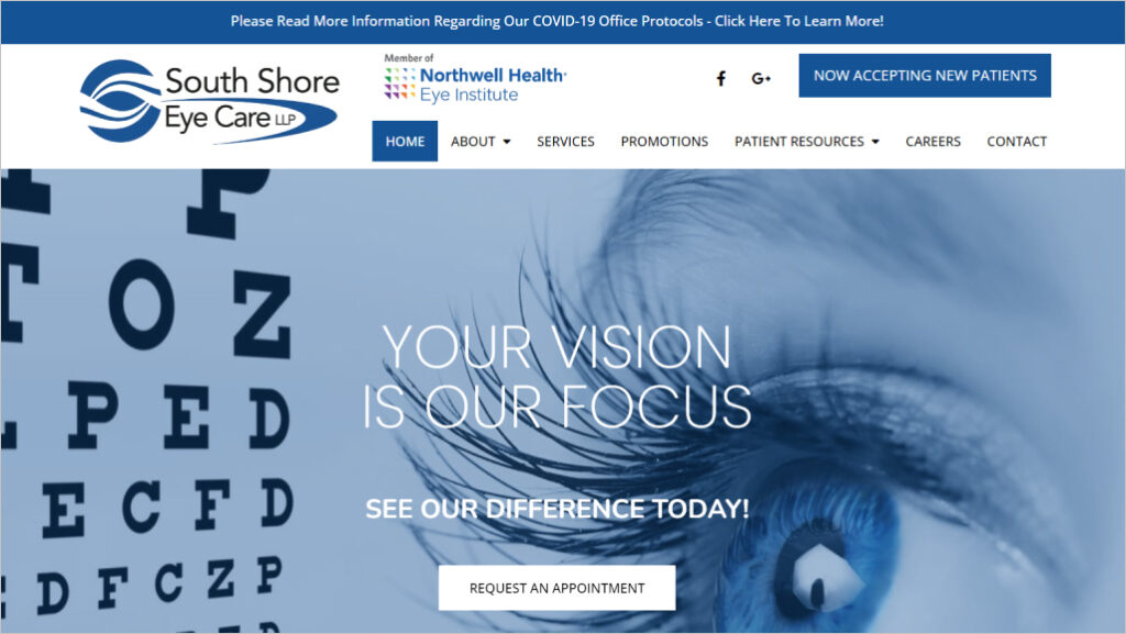 South Shore Eye Care homepage