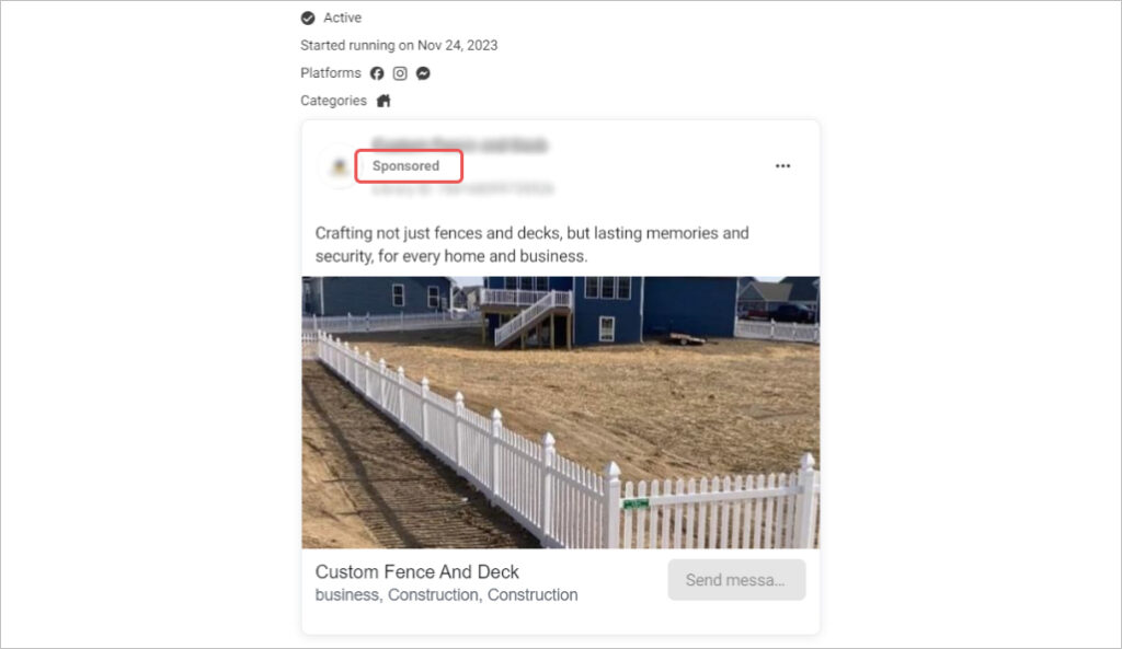 Facebook ads for deck companies
