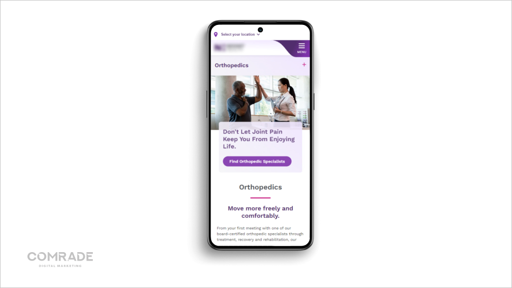 A mobile-optimized orthopedist's website