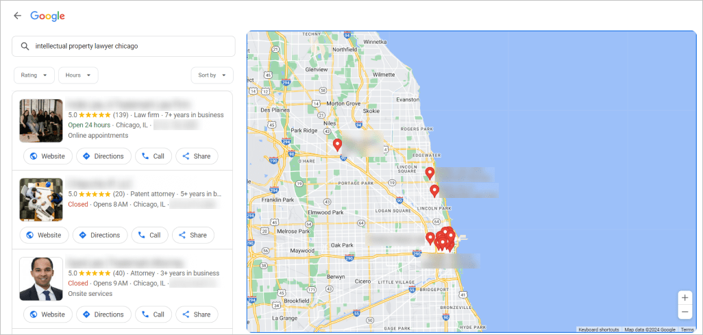 local seo results screens