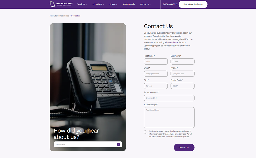 Absolute Home contact us