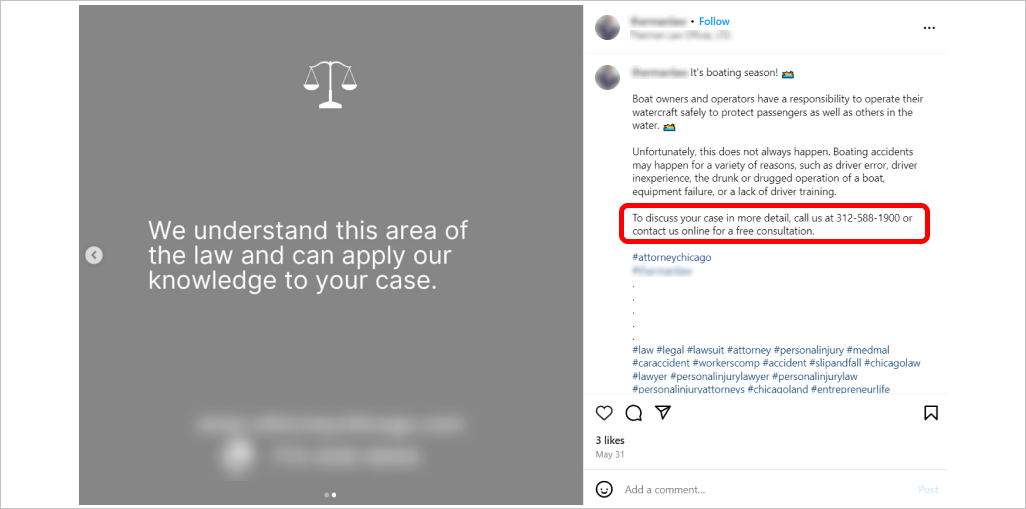 [Image: an example of engaging Instagram captions for lawyers]