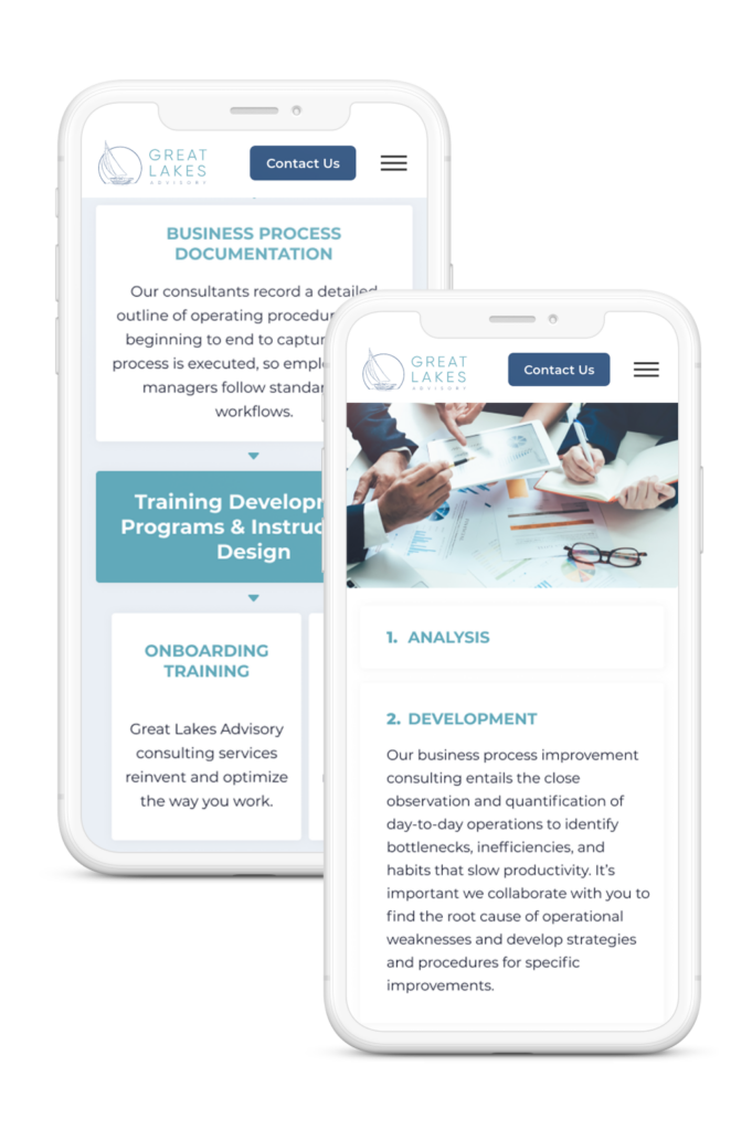 Great Lakes Advisory mobile mockups