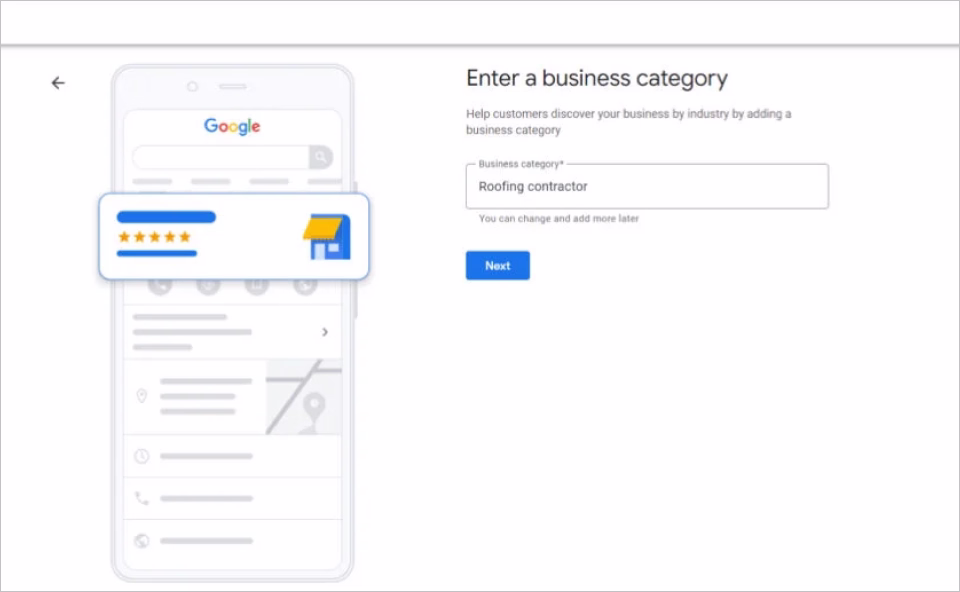 Business category on Google My Business profile