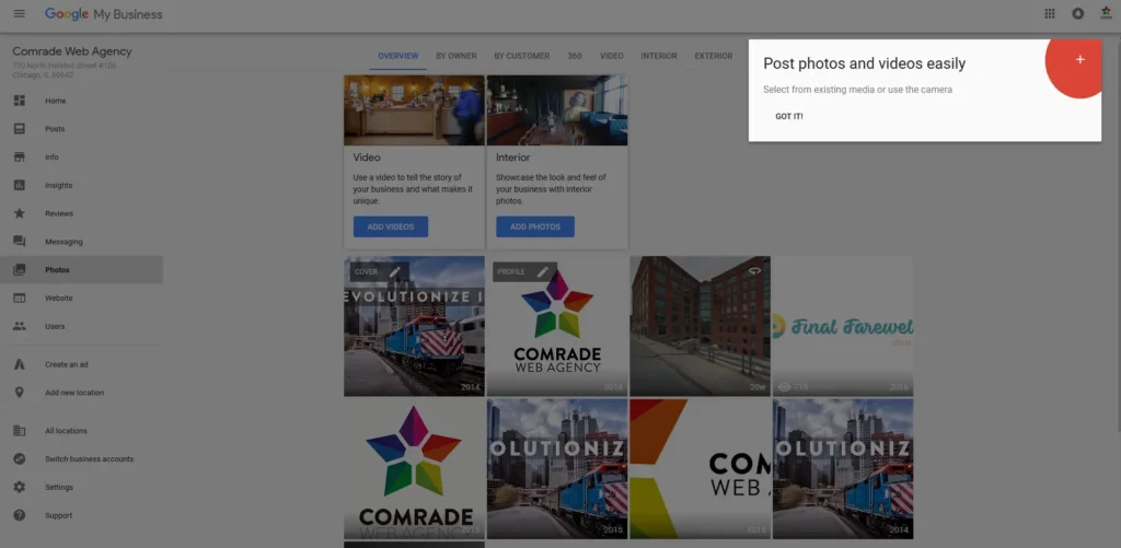 Google My Business Page photos