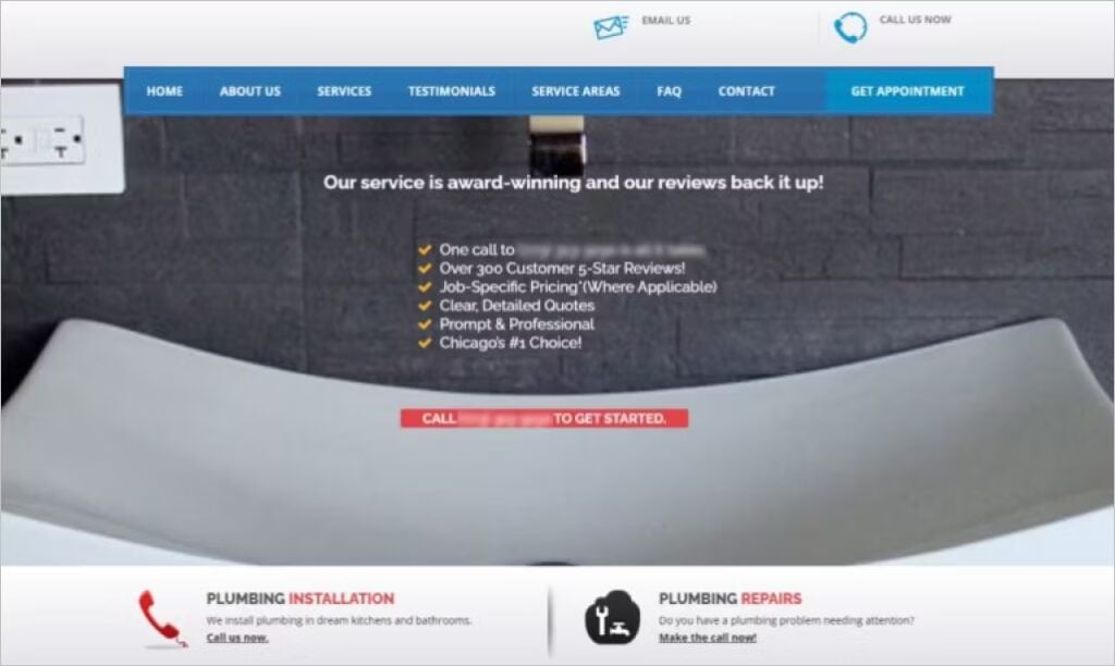 A professional plumber's website