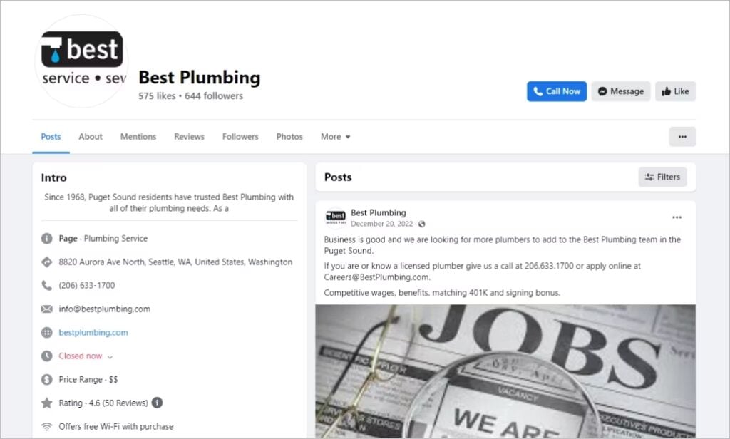 Facebook page