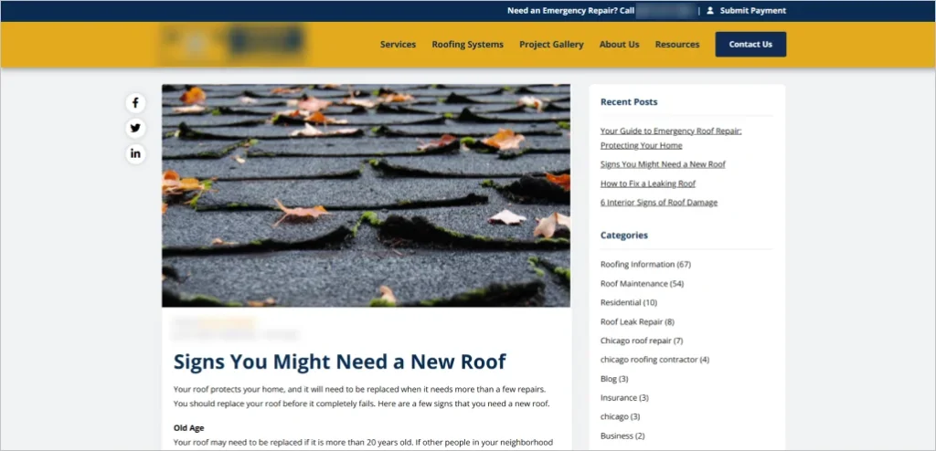 roofing company content