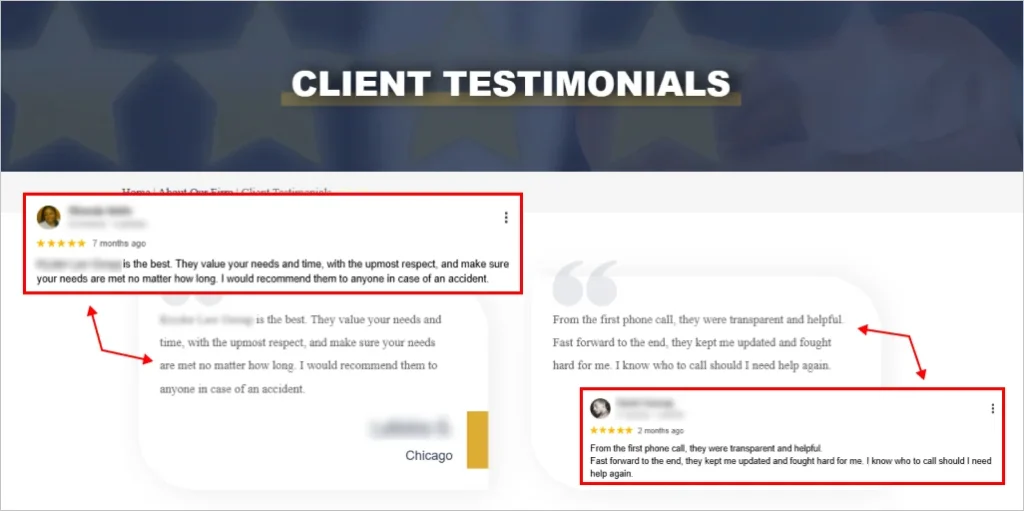 Use clients reviews