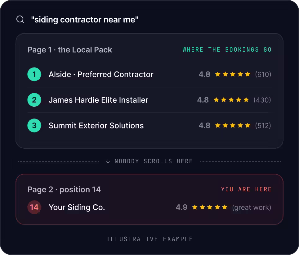 Siding marketing — homeowner comparing siding material samples for a re-side project