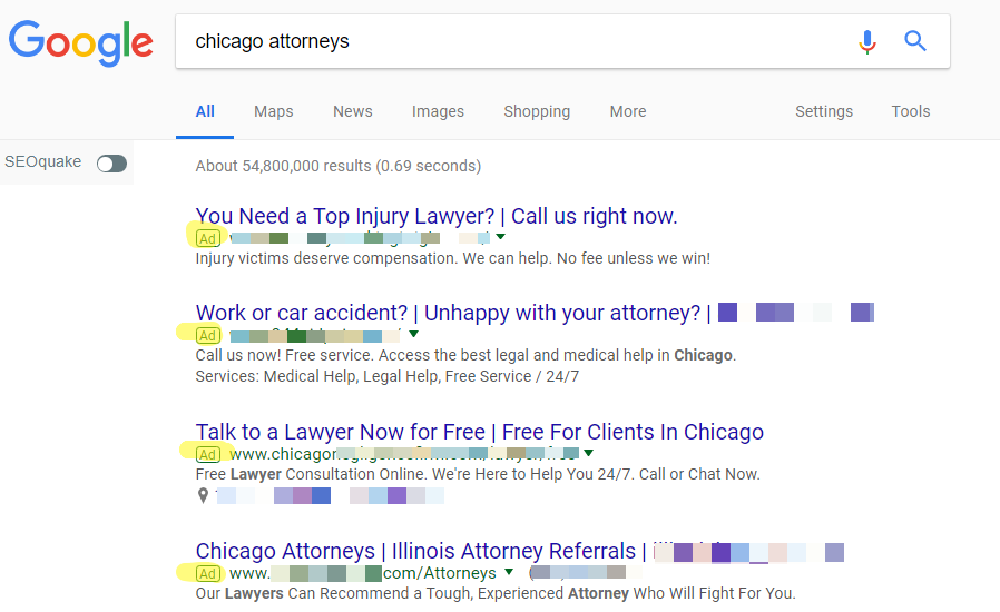 Paid Search for chicago attorneys
