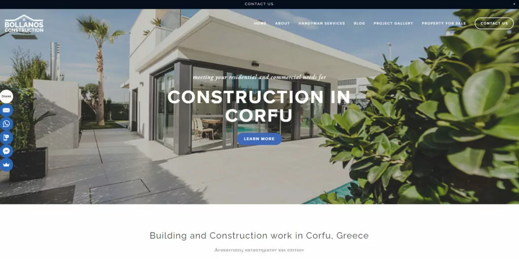 construction corfu website design