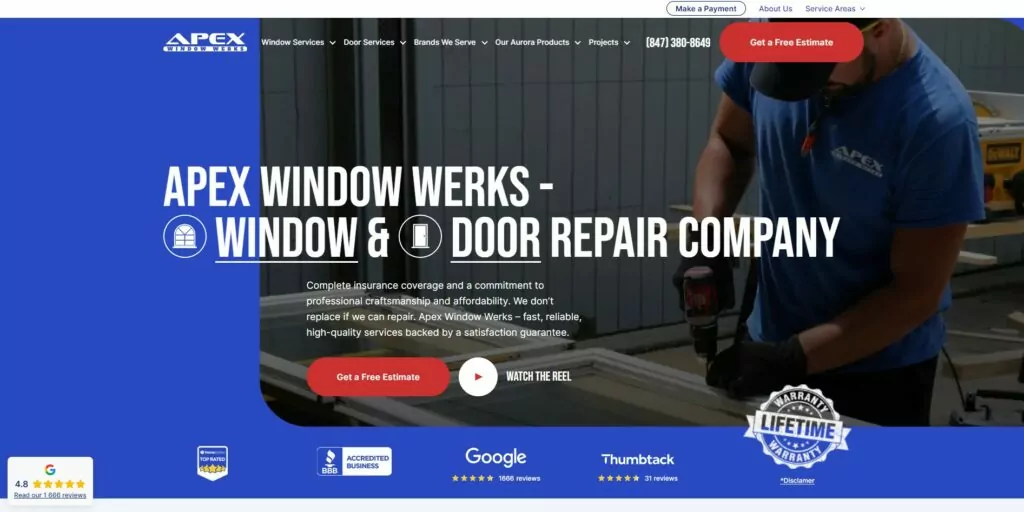 Apex Window Werks web design