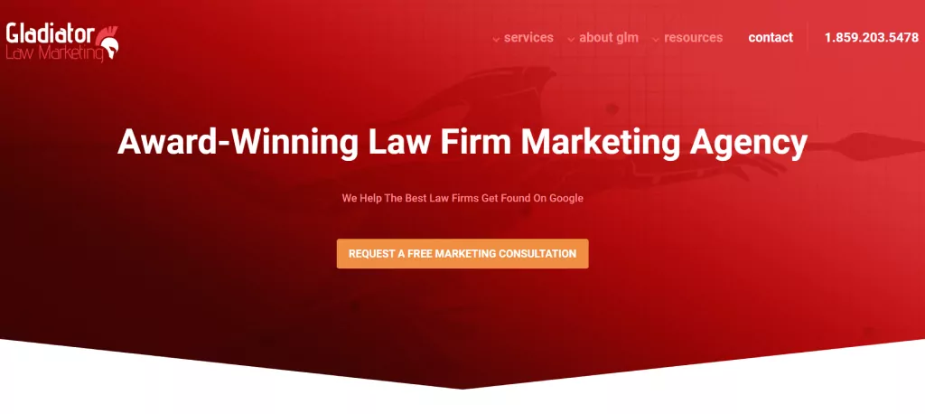 Gladiator Law Marketing website